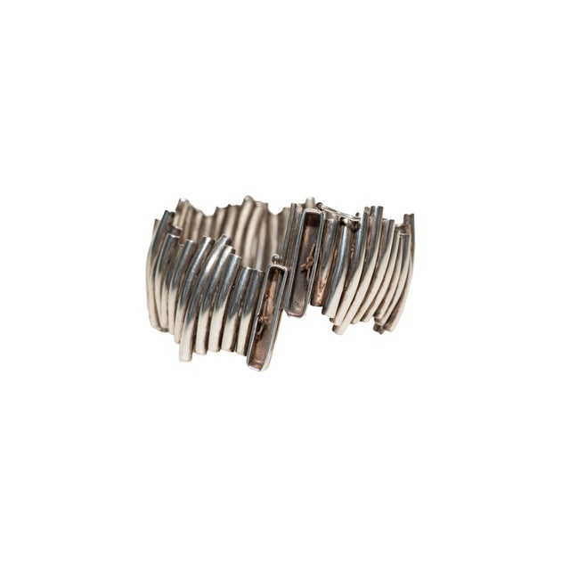 Silver Vintage Sterling Silver Modernist Sculptural Cuff Bracelet, 1960's For Sale - Image 8 of 14