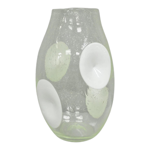Vintage Mid Century Italian Modern Pulegoso Bubble Glass White Dimple 14" Vase