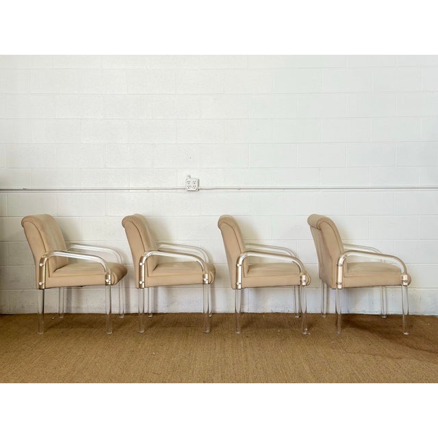 1980s 1980s Lion in Frost for Hill Manufacturing Lucite Dining Chairs - Set of 4 For Sale - Image 5 of 14