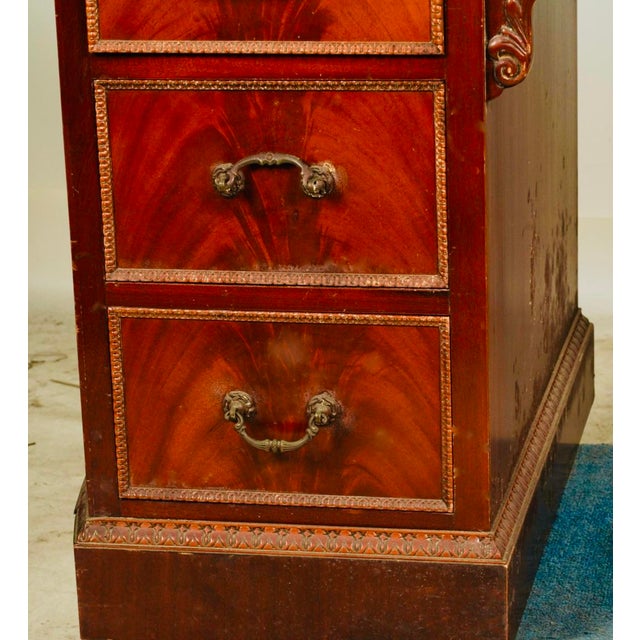 Mid 20th Century Mid 20th Century Carved Double Pedestal Executive Desk / Traditional Neoclassical Writing Desk With Acanthus Detail For Sale - Image 5 of 7