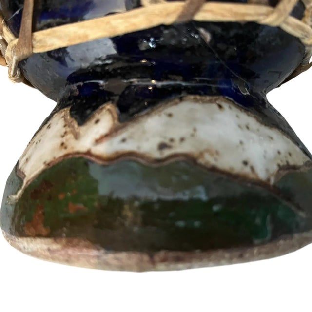 Boho Chic Vintage Handcrafted Ceramic and Leather Drum For Sale - Image 3 of 6