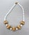 Metal Vintage 1980s Signed Les Bernard Goldtone White Beaded Necklace For Sale - Image 7 of 7