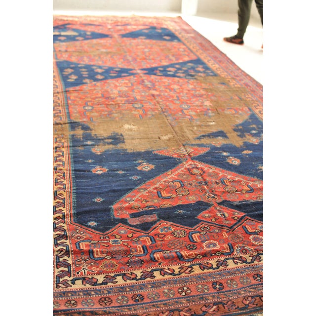 1910s Antique True Kelleh Nomadic Karabagh Rug, 7.2 x 17.4 For Sale - Image 5 of 11