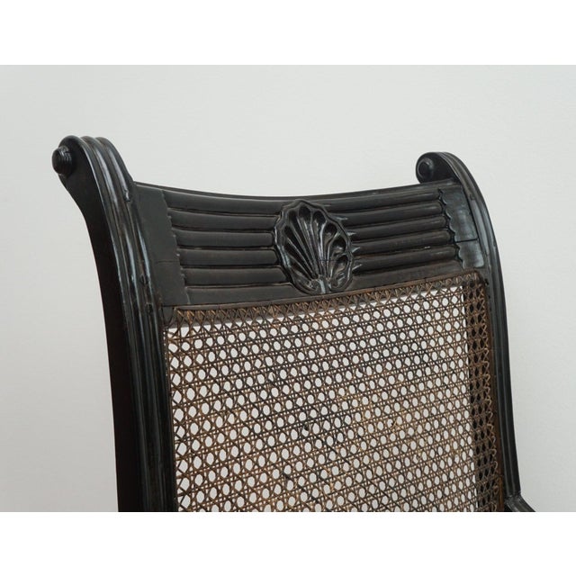 Black Early 19th Century Ebony Carved Grandfather Shell Mark Chair For Sale - Image 8 of 17