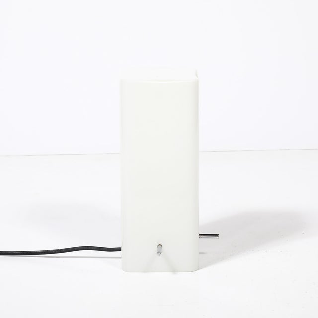 Mid-Century Milk Glass Column Lamp W/ Chrome Fittings by Paul Mayen for Habitat For Sale - Image 9 of 12