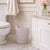 Chinoiserie Pale Pink Scalloped Wicker Wastepaper Basket & Tissue Holder Set For Sale - Image 3 of 4
