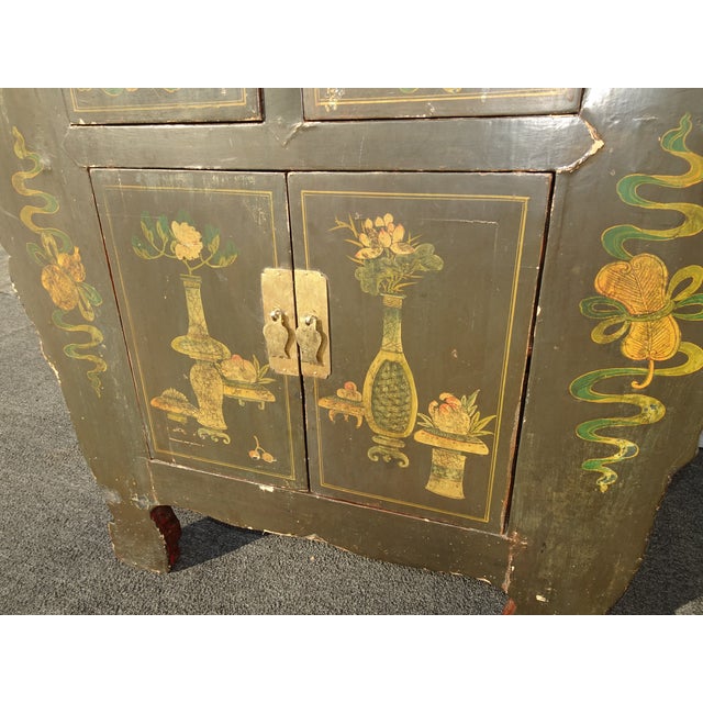 1930s Antique Hand Painted Asian Chinoiserie Altar Cabinet For Sale - Image 5 of 12
