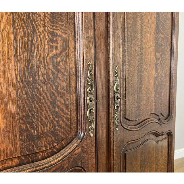 Antique French Louis XVI Carved Oak 2-Door Armoire For Sale - Image 12 of 14