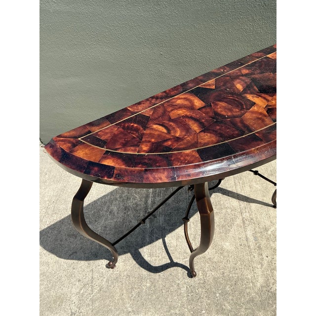 Vintage Maitland Smith Tessellated Coconut Shell Console Table For Sale - Image 9 of 12