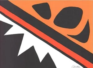 1971 Alexander Calder 'La Grenouille et la Scie (large)' Surrealism Orange, Red, White USA Lithograph