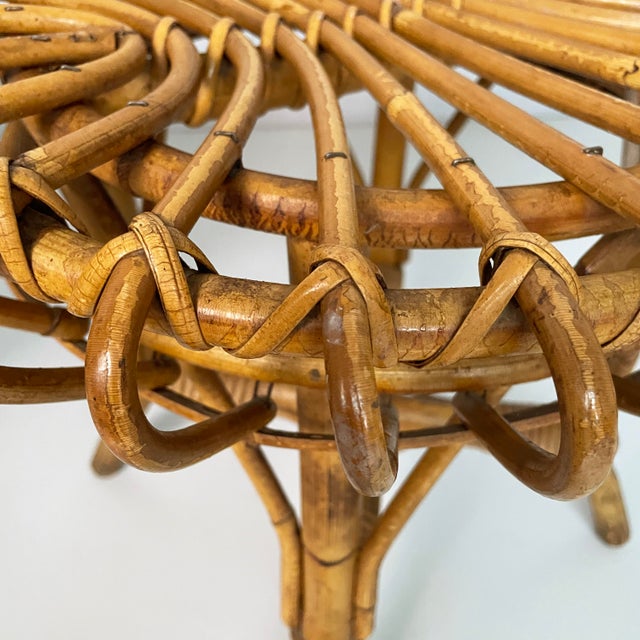 Mid-Century Modern Italian Round Stools in Rattan, 1960s, Set of 2 For Sale - Image 4 of 13