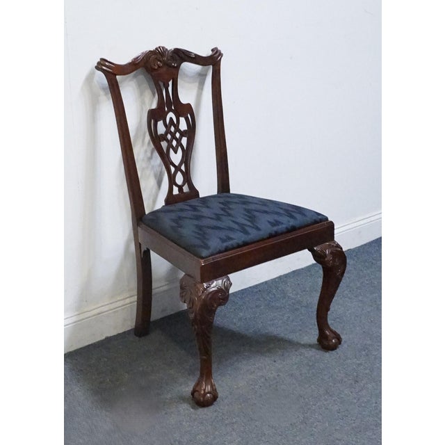 High End Vintage Solid Mahogany Traditional Chippendale Style Dining Side Chair 102488 For Sale - Image 4 of 10
