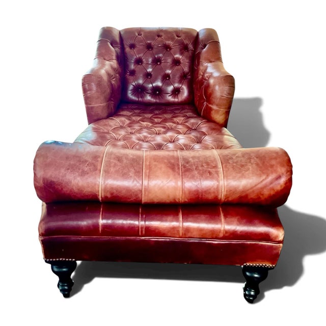 George Smith George Smith Aspinall Leather Chaise For Sale - Image 4 of 9