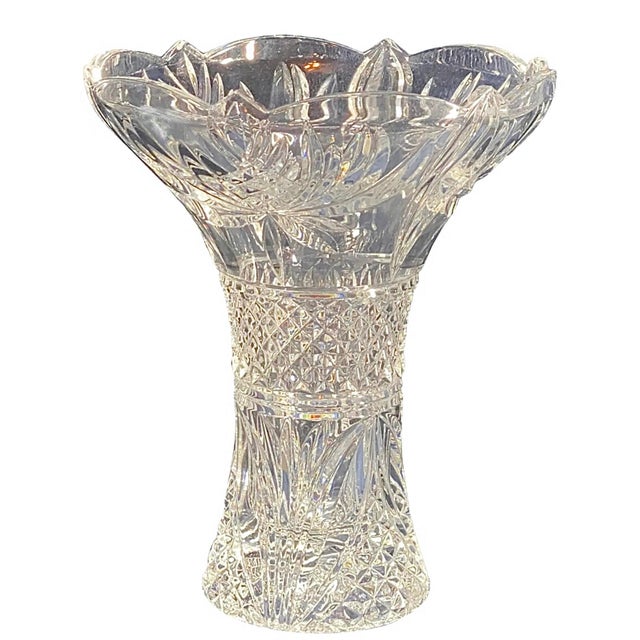 Godinger Large Crystal Peony Vase Shannon Crystal Designs of Ireland, Godinger, 24% Lead Crystal For Sale - Image 4 of 9