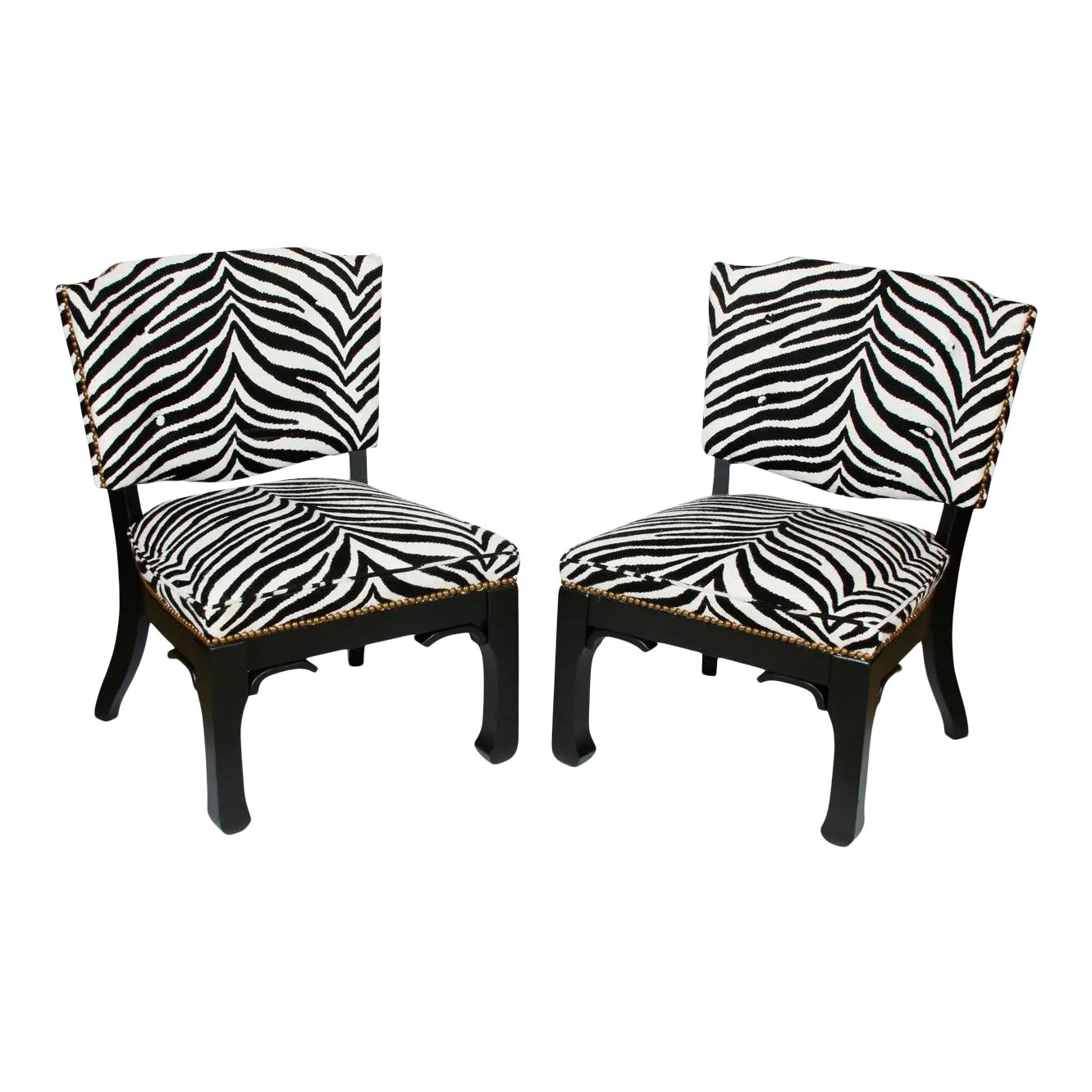 James Mont Black and White Zebra Chairs a Pair Chairish