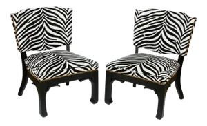 James Mont Black and White Zebra Chairs - a Pair