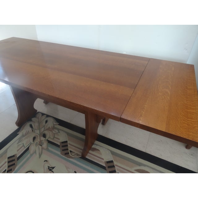 Mission Late 20th Century Stickley Key Hole Trestle Dinning Table For Sale - Image 3 of 8