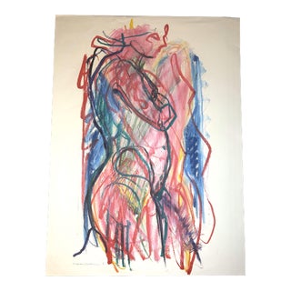 Late 20th Century Jack Meanwell Red Abstract Nude Woman, Mixed Media For Sale