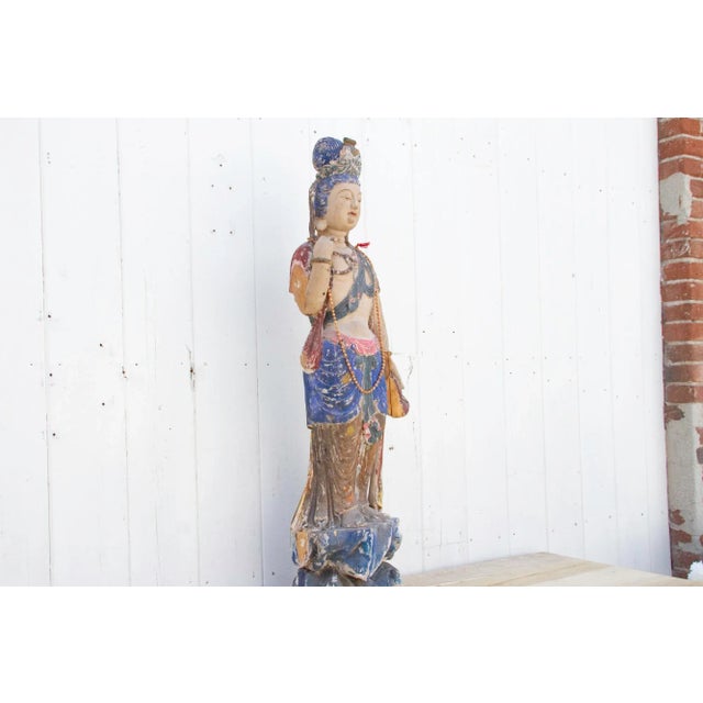 Antique Polychrome Quan-Yin Statue For Sale - Image 4 of 13