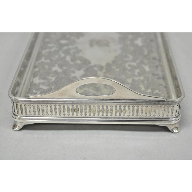 Antique Wilcox Victorian Engraved Narrow Silver Plated Trinket Dish "B" Monogram For Sale - Image 11 of 16