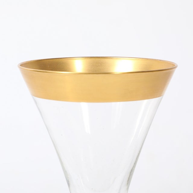 Set of 12 Mid-Century Modernist Gilt Rimmed Water Glasses by Dorothy Thorpe For Sale - Image 12 of 15