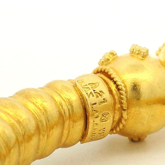 Ilias Lalaounis 1970s 22k Gold Neolithic Revival Ribbed Bracelet For Sale - Image 11 of 15