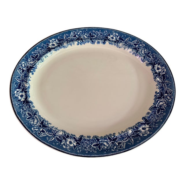 English Blue& White Platter For Sale