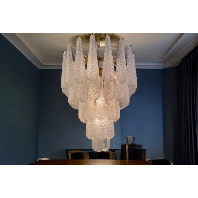 Italian Modern Murano Chandelier with 52 Glass Petals Drop, 1970s For Sale - Image 6 of 13