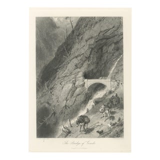 After Myles Birket Foster, Bridge of Gondo, Simplon Pass, 1878, Engraving For Sale