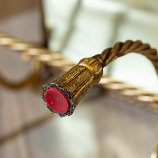 1970s Hollywood Regency Gilded Rope Stool - X-Base Vanity/Accent Seat For Sale - Image 10 of 13