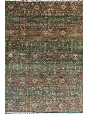 Handwoven Turkeman Style Animal Print Area Rug 5'8"×7'10"