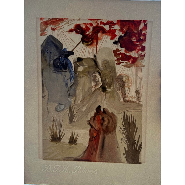 Mid-Century Modern Mid 20th Century Salvador Dalí “Divine Comedy” Surrealist Print on BFK Rives Paper – Framed Reproduction For Sale - Image 3 of 11