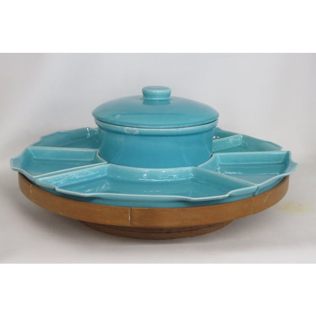 This incredible Lazy Susan Serving 8pc Set is is made of ceramic and wood. This beautiful large serving set includes a...