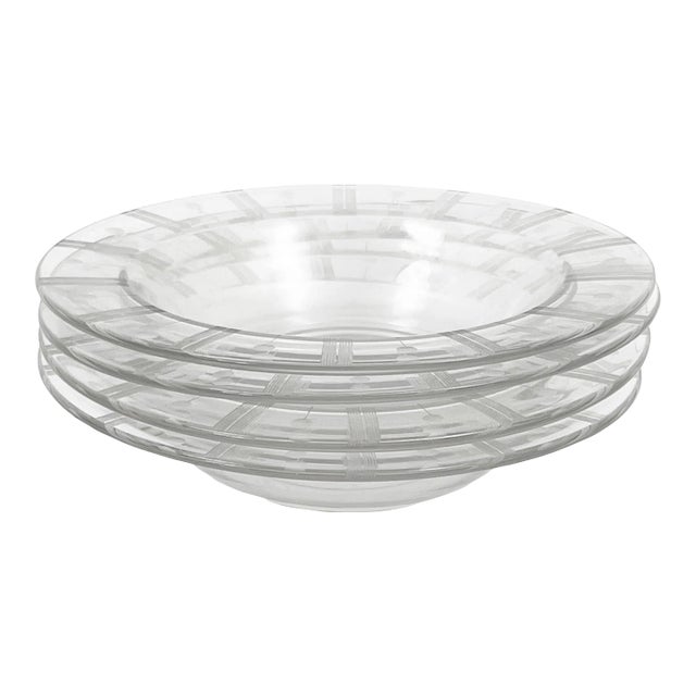 Art Deco Etched Rim Glass Bowls - 4 Pieces For Sale