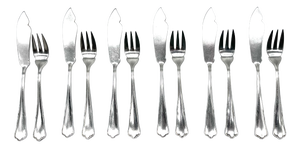 Model 122 Fish Cutlery Service in 800 Silver with Egyptian Decor from Gebrüder Köberlin, 1905, Set of 12