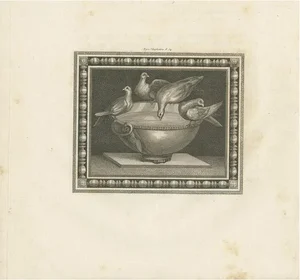 Birds and Birdbath, 1820, Paper