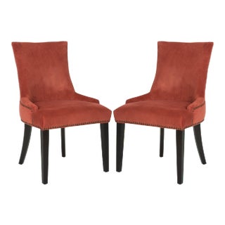19''H Dining Chair in Brass nailheads in Rust & Espresso - a Pair For Sale