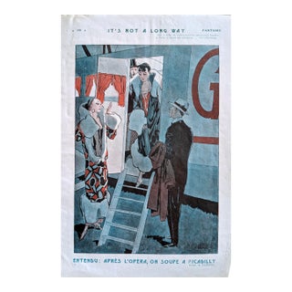 Original 1927 Fantasio Illustration by Fabiano – French Art Deco Magazine Print – "It's Not a Long Way" For Sale