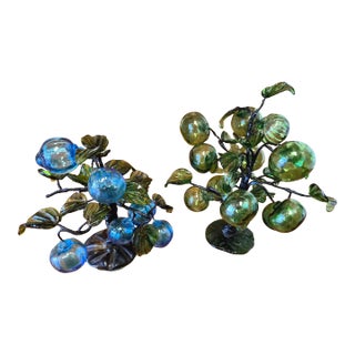 Pair of Blown Glass Murano Fruit Trees For Sale