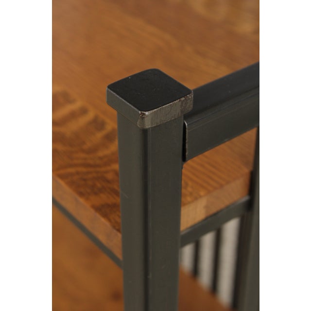 Stickley Oak 4 Tier Metal Bookshelf Bakers Rack For Sale - Image 14 of 17