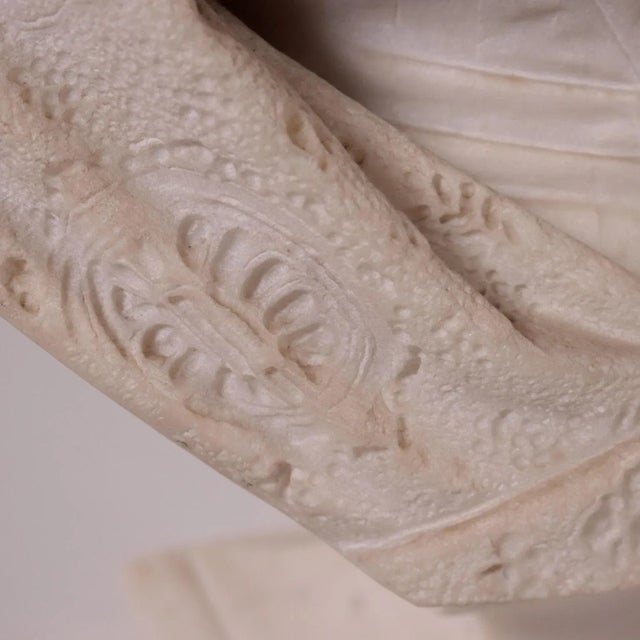White Bust of a Woman in White Carrara Marble, Italy, 19th Century For Sale - Image 8 of 12