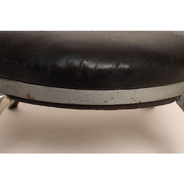 Art Deco Black Leather Footstool With Cabriole Cast Metal Legs For Sale - Image 10 of 16