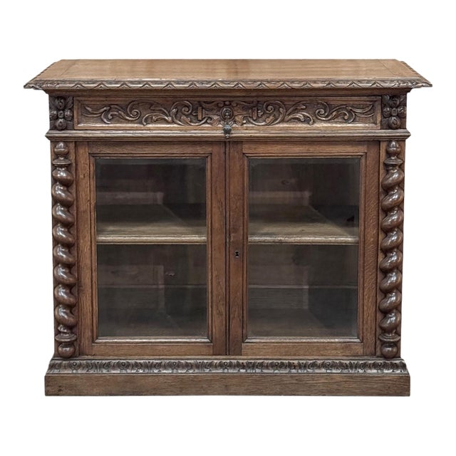 19th Century French Renaissance Revival Oak Vitrine ~ Credenza For Sale