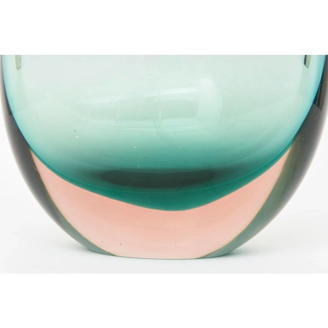 Vintage Murano Antonio Da Ros for Cenedese Sommerso Sea Green and Peach Vase, 60's For Sale - Image 10 of 12