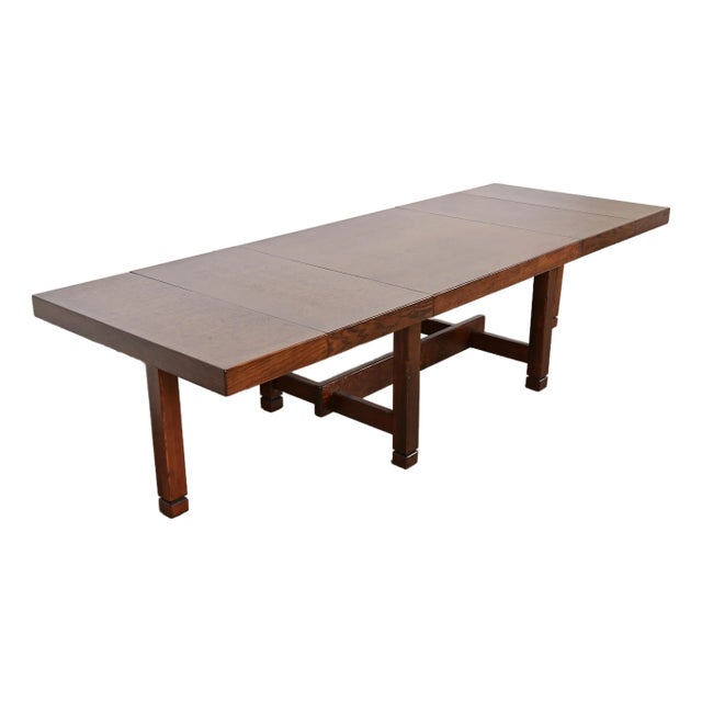 Klaus Rausch Mid-Century Brutalist Geometric Extension Dining Table, Newly Refinished For Sale