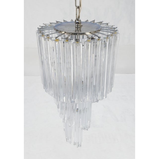 Camer Spiral Tier Swirling Chandelier with Murano Glass Triedri Prisms