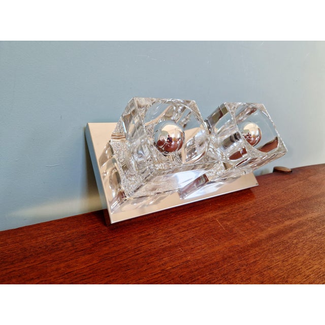 Ice Cube Double Wall Light in Chromed Metal and Glass from Peill & Putzler, 1970 For Sale - Image 15 of 18