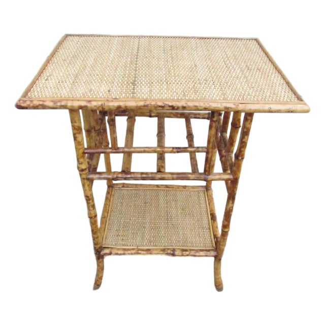 Antique English Tiger Bamboo Table For Sale