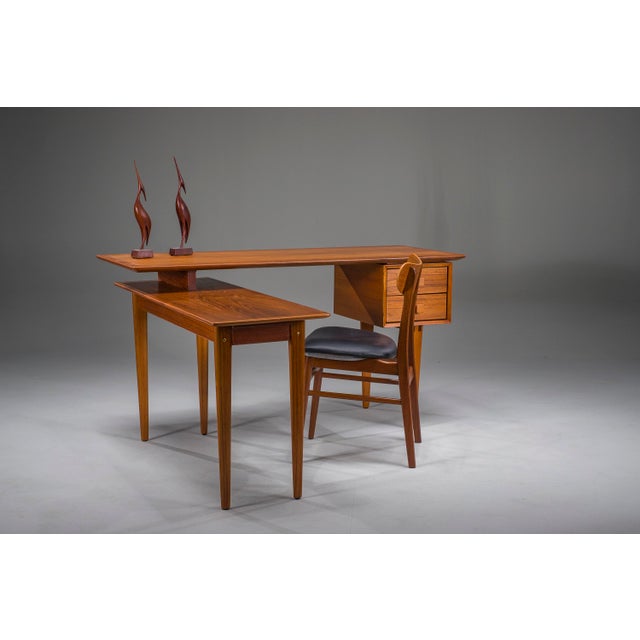 Wood Mid-Century Modern L-Shaped Teak Desk, 1970s For Sale - Image 7 of 18