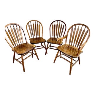 Mid 20th Century Windsor Hoop Back Bentwood Solid Oak Chairs For Sale
